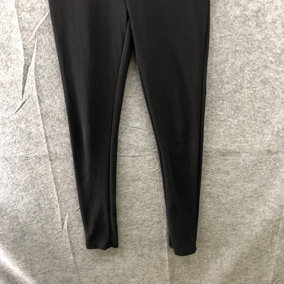 Zara High Waisted Legging Pants Womens M Black Ribbed Stretch - Picture 4 of 8